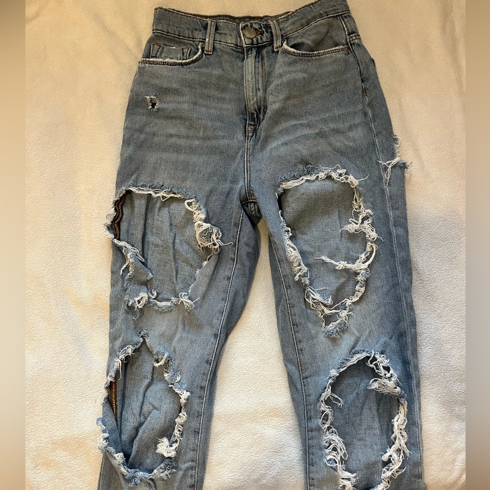 BDG Light Wash Distressed Mom Jeans